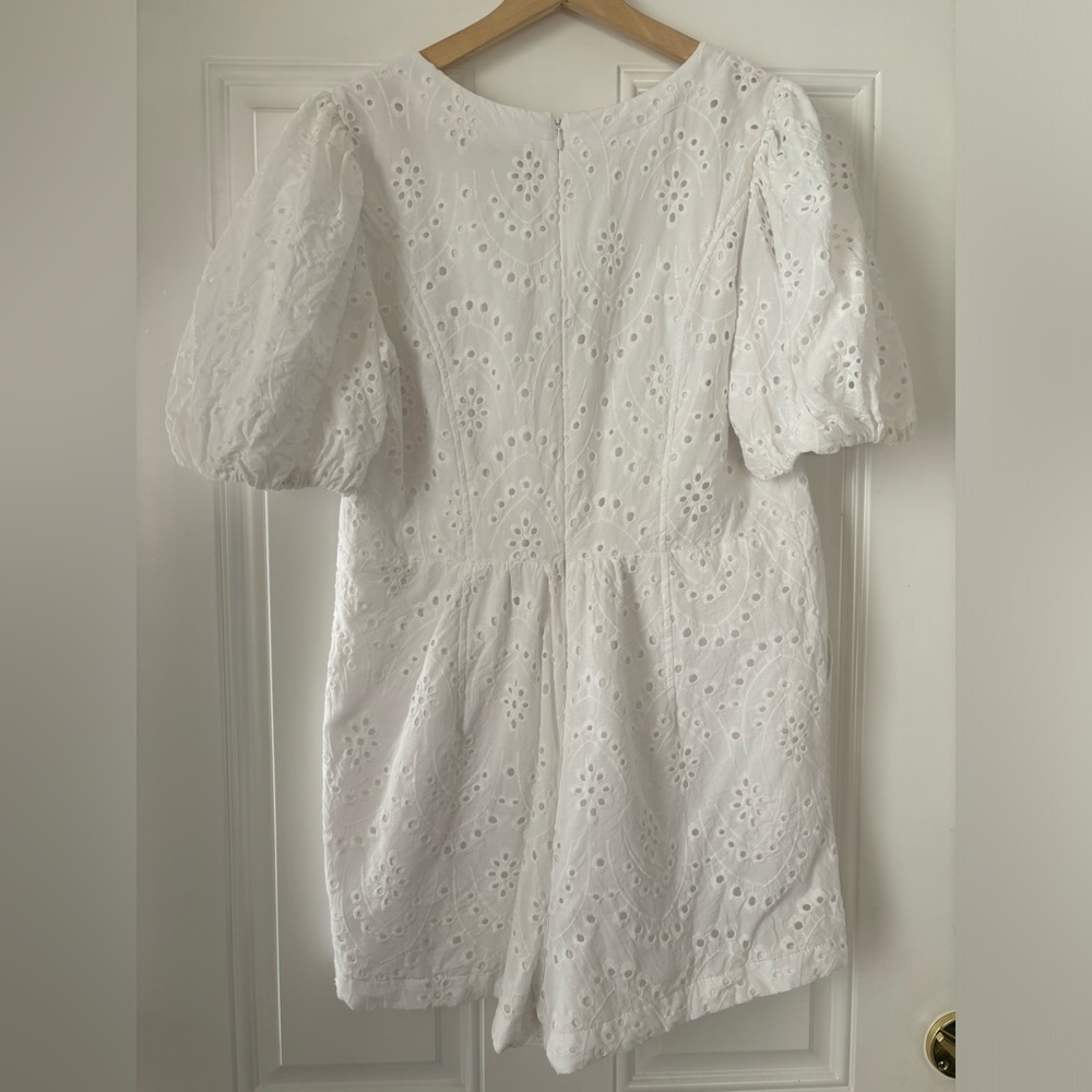Express Eyelet Lace Puff Sleeve Romper White Size Large - Picture 6 of 14
